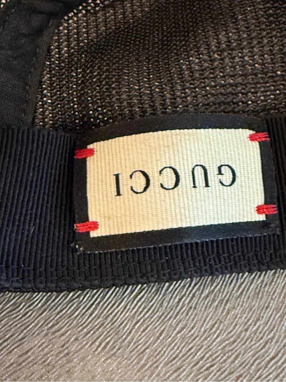 Authentic Gucci Tiger Print Black Adjustable Cap with Cream Logo Patch